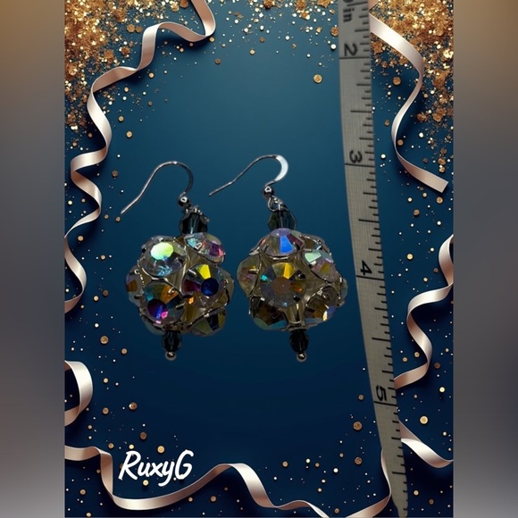 578. Elegant Silver Disco 🪩 Crystal Earrings - Picture 8 of 8